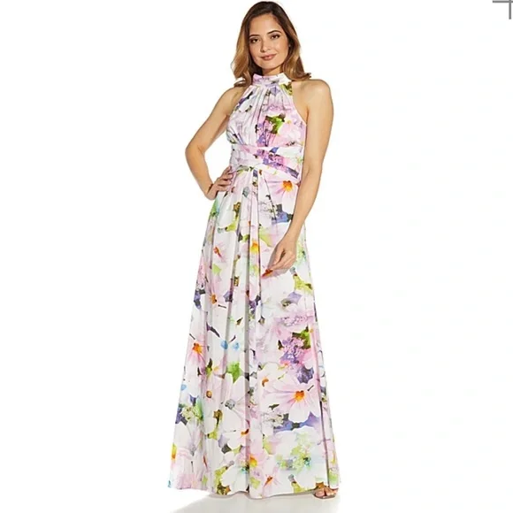 Adrianna Papell Women's Floral Halter Gown. - Picture 1 of 16